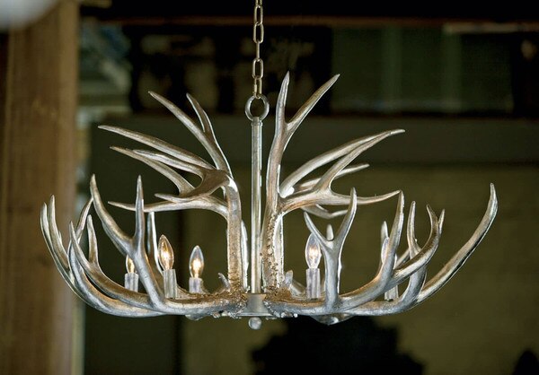 Silver brushed resign antler chandelier